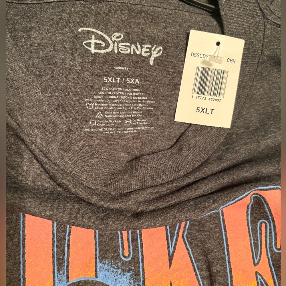 Disney Mickey Mouse Charcoal Grey Unisex Big And Tall T Shirt - Picture 3 of 9